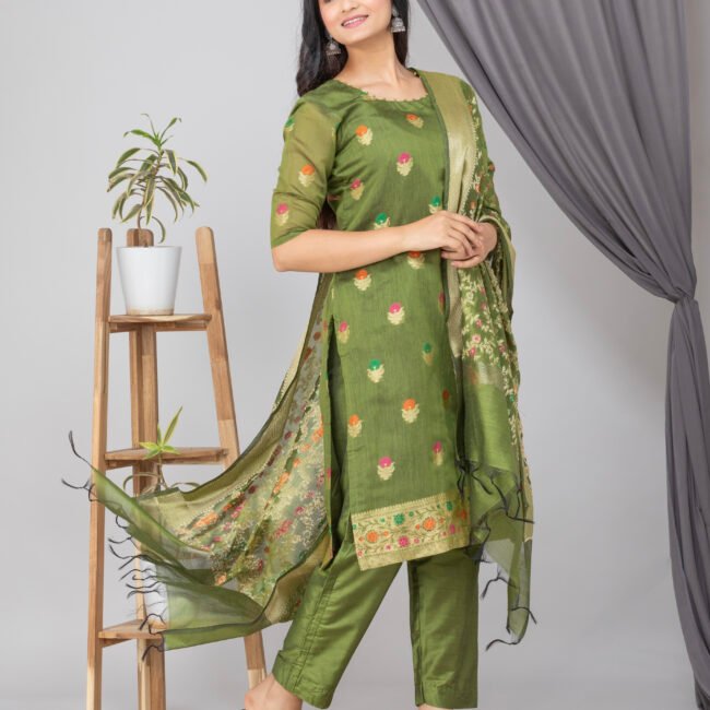 green Chudidar fashion shoot showcasing latest ethnic wear trends